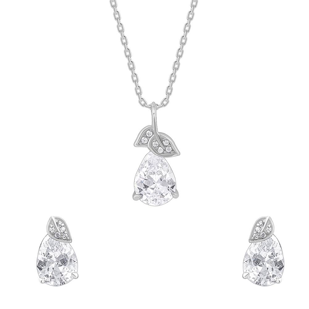 925 Silver Leafy Teardrop Set : PD02706ER02973