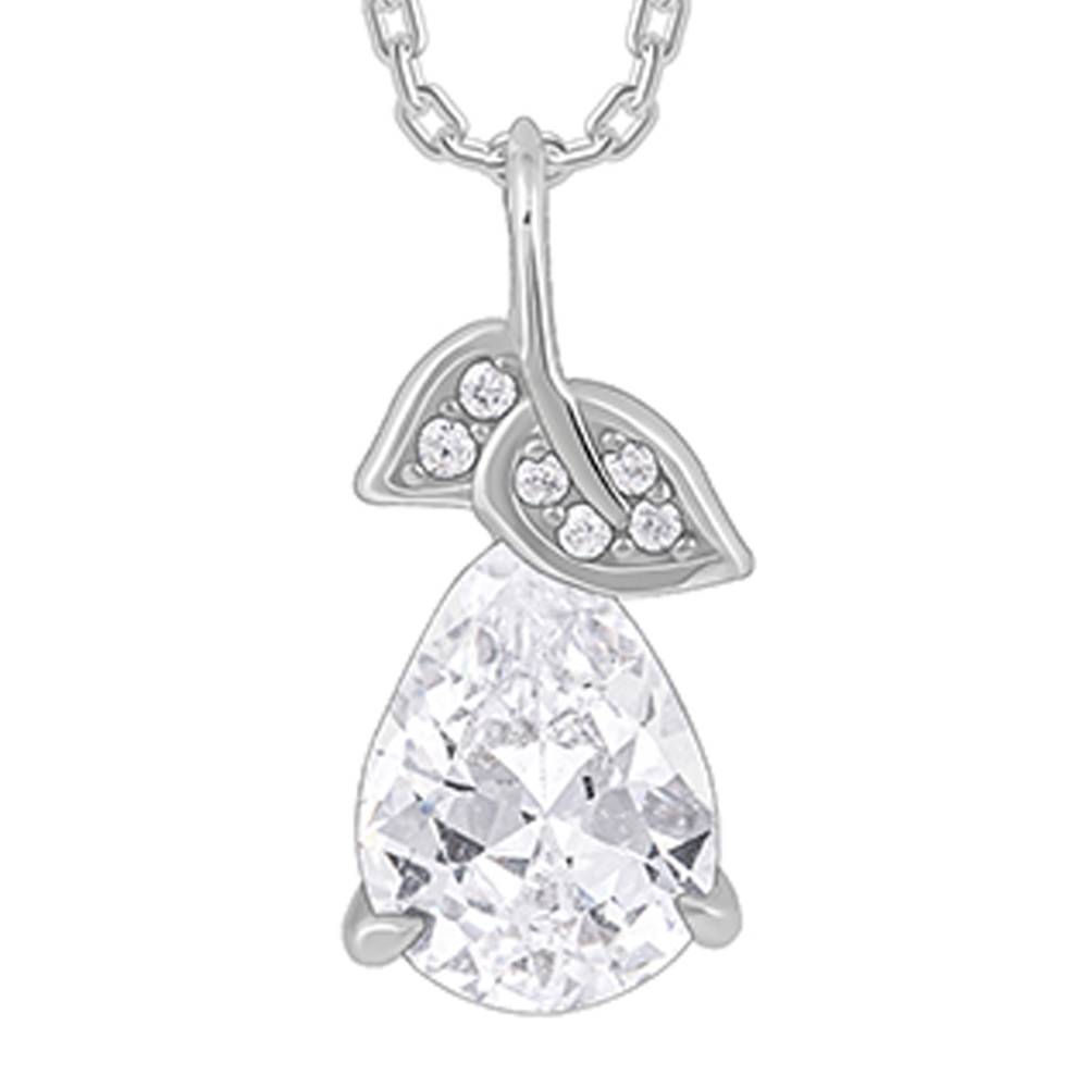925 Silver Leafy Teardrop Pendant With Link Chain : PD02706