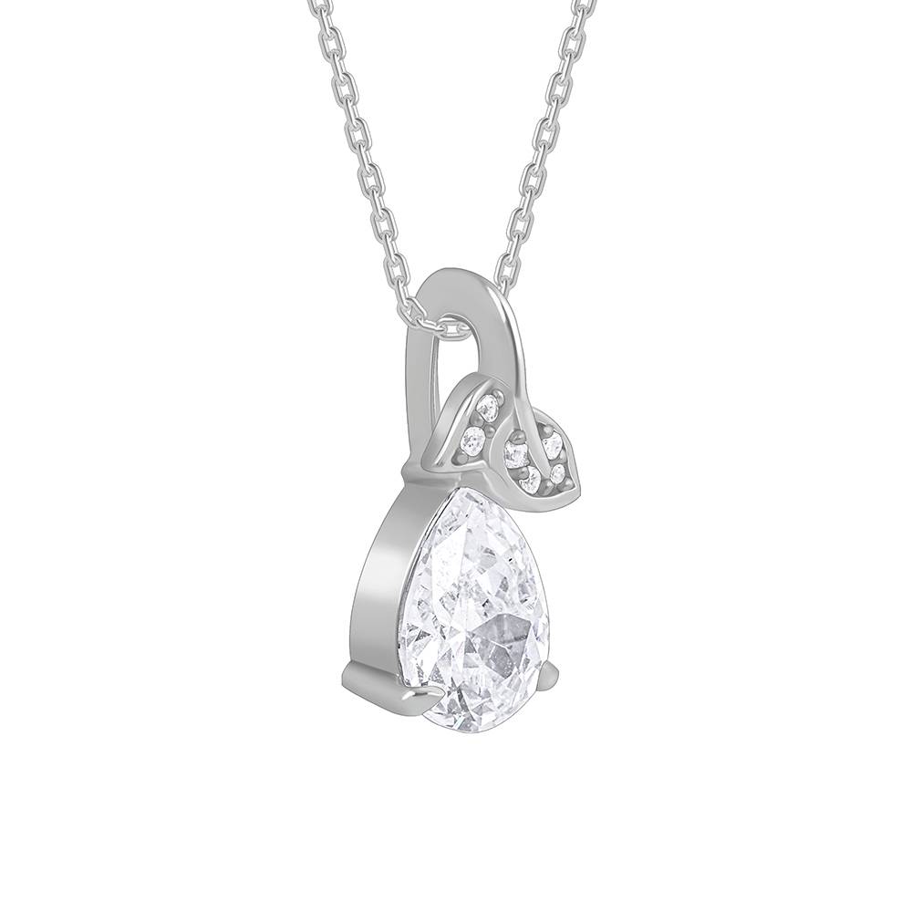 925 Silver Leafy Teardrop Pendant With Link Chain : PD02706