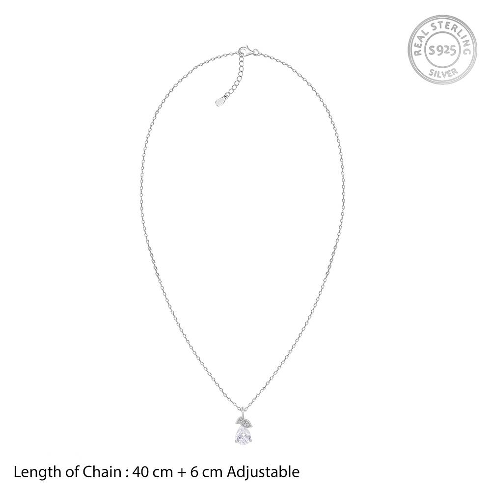 925 Silver Leafy Teardrop Pendant With Link Chain : PD02706