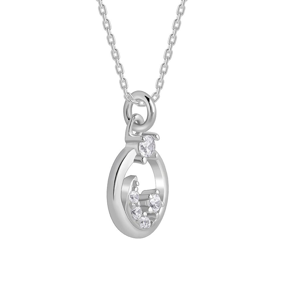 Silver Shining Moon Pendant With Link Chain : PD02708