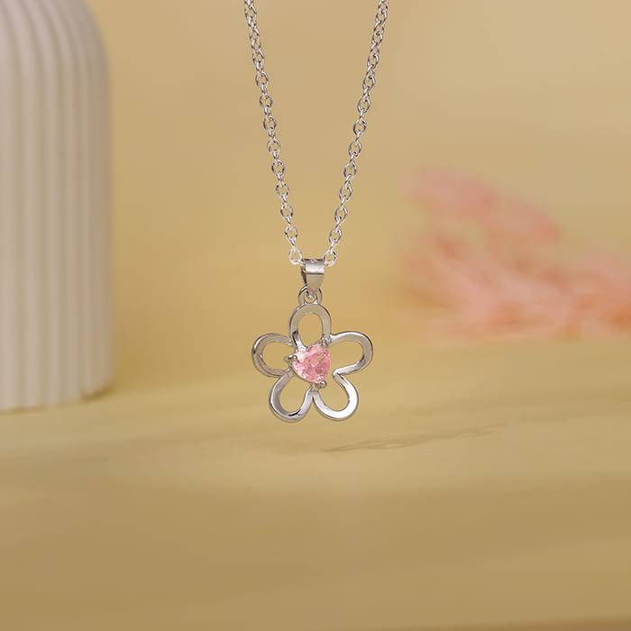 Giva 925 Silver Cherished Flower Pendant With Link Chain Giva