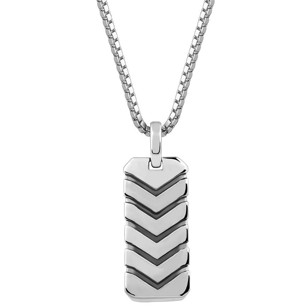 925 Oxidised Silver Retro Pendant With Box Chain : PD02728