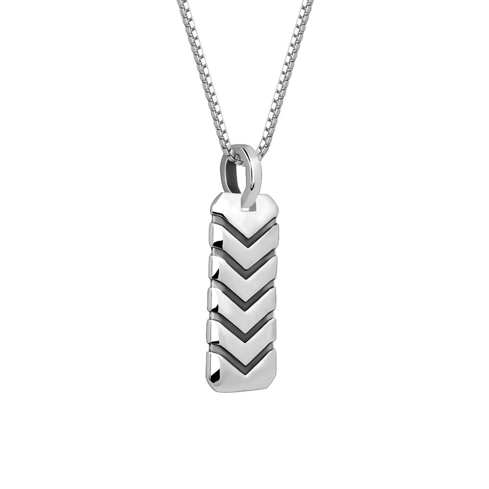 925 Oxidised Silver Retro Pendant With Box Chain : PD02728