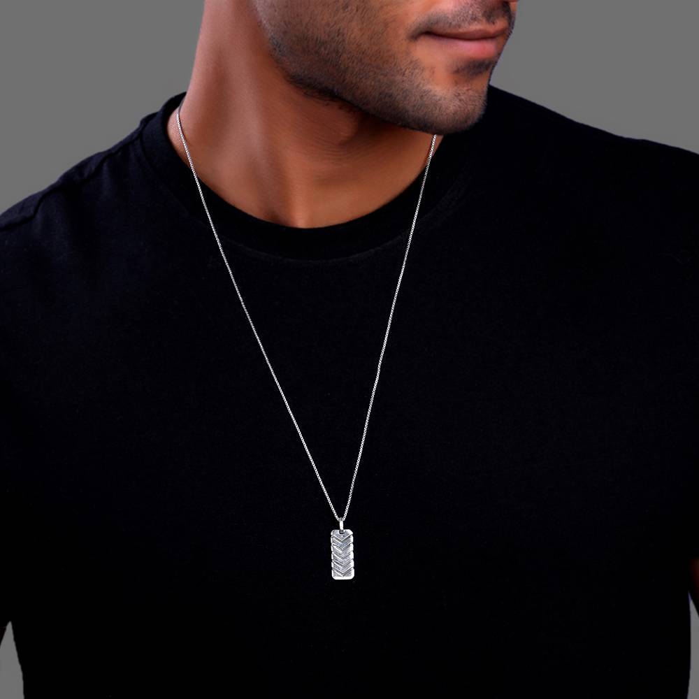 925 Oxidised Silver Retro Pendant With Box Chain : PD02728