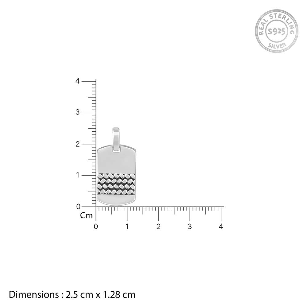 925 Oxidised Silver Modern Rectangular Pendant With Box Chain : PD02729