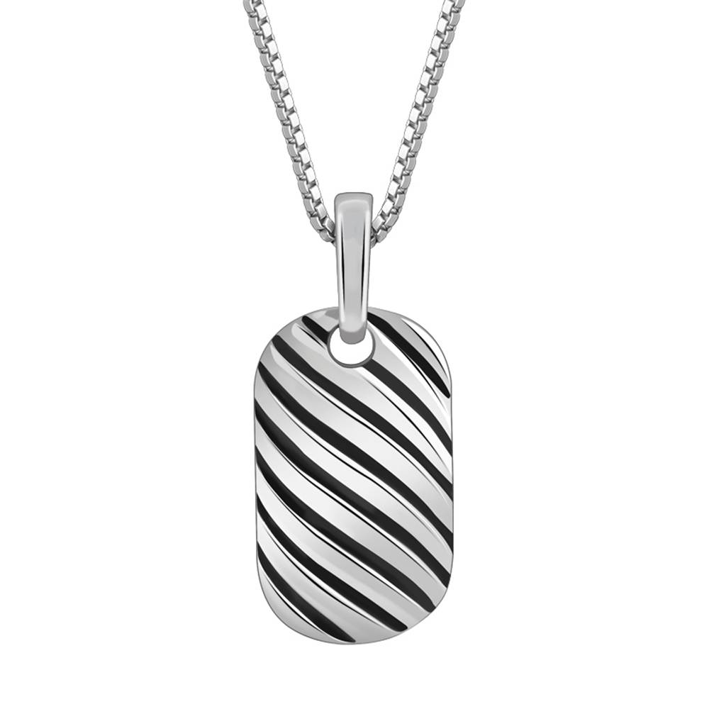 925 Oxidised Silver Stylish Pendant With Box Chain : PD02730