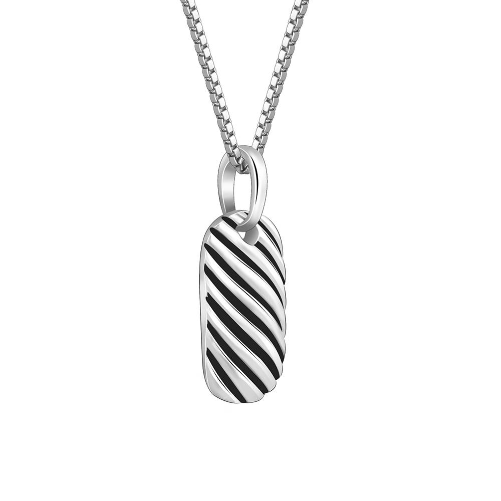 925 Oxidised Silver Stylish Pendant With Box Chain : PD02730