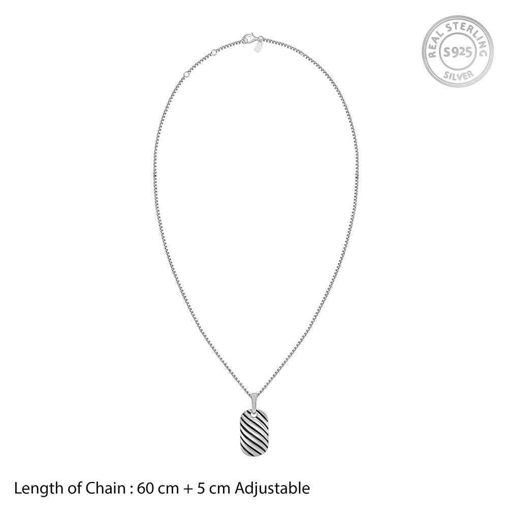 925 Oxidised Silver Stylish Pendant With Box Chain : PD02730