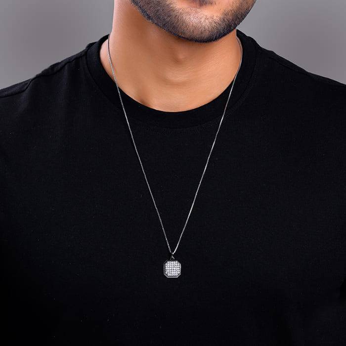 Giva 925 Oxidised Silver Observer Pendant With Box Chain For Him| Pendant To Gift Men & Boys | With Certificat : PD02731