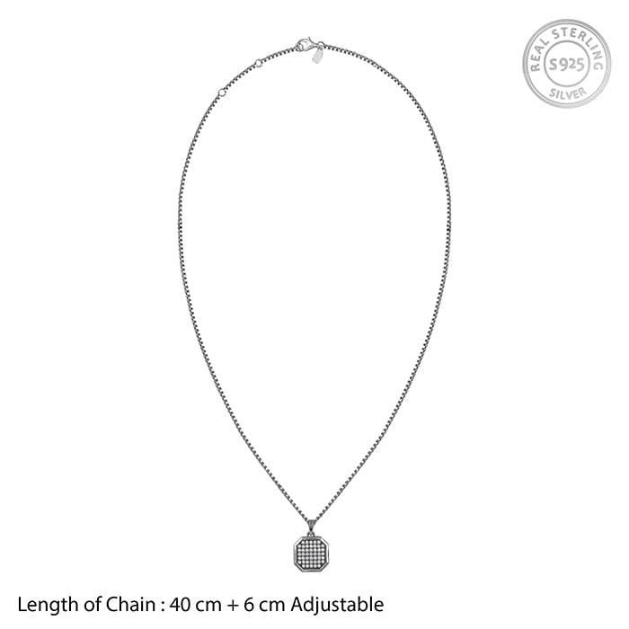 Giva 925 Oxidised Silver Observer Pendant With Box Chain For Him| Pendant To Gift Men & Boys | With Certificat : PD02731