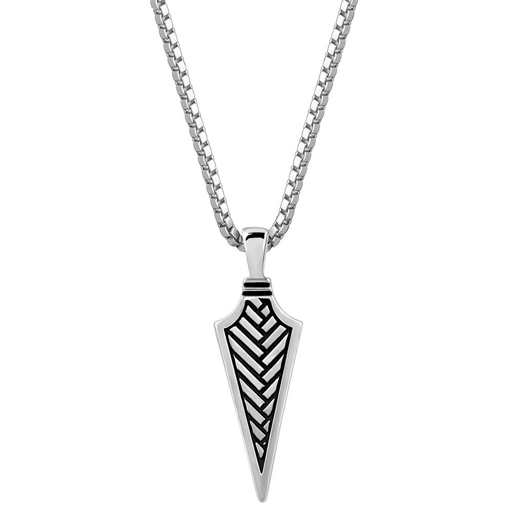 925 Oxidised Silver Arrow Pendant With Link Chain : PD02733