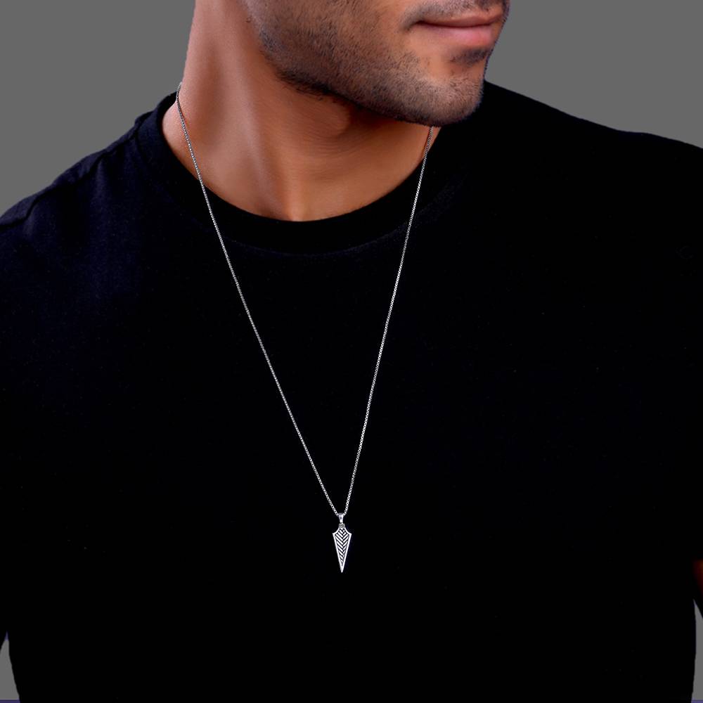 925 Oxidised Silver Arrow Pendant With Link Chain : PD02733