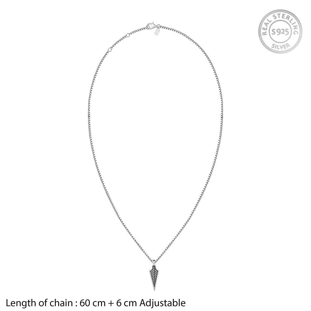 925 Oxidised Silver Arrow Pendant With Link Chain : PD02733
