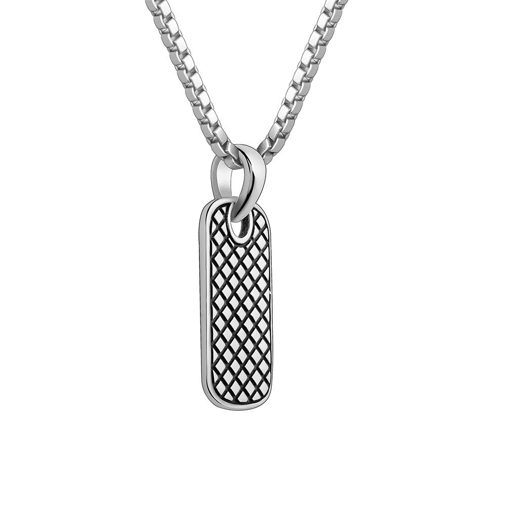 925 Silver Oxidised Silver Confident Pendant With Box Chain For Him : PD02736
