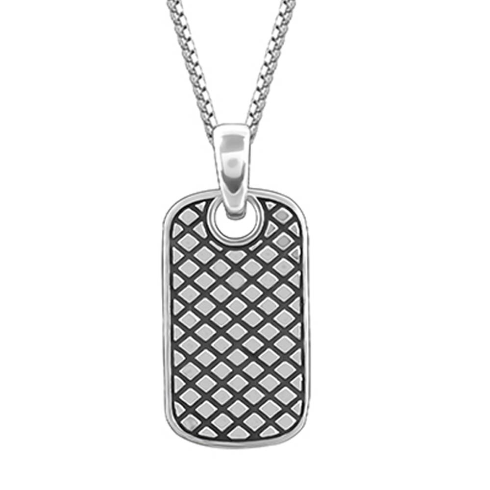 925 Silver Oxidised Silver Confident Pendant With Box Chain For Him : PD02736
