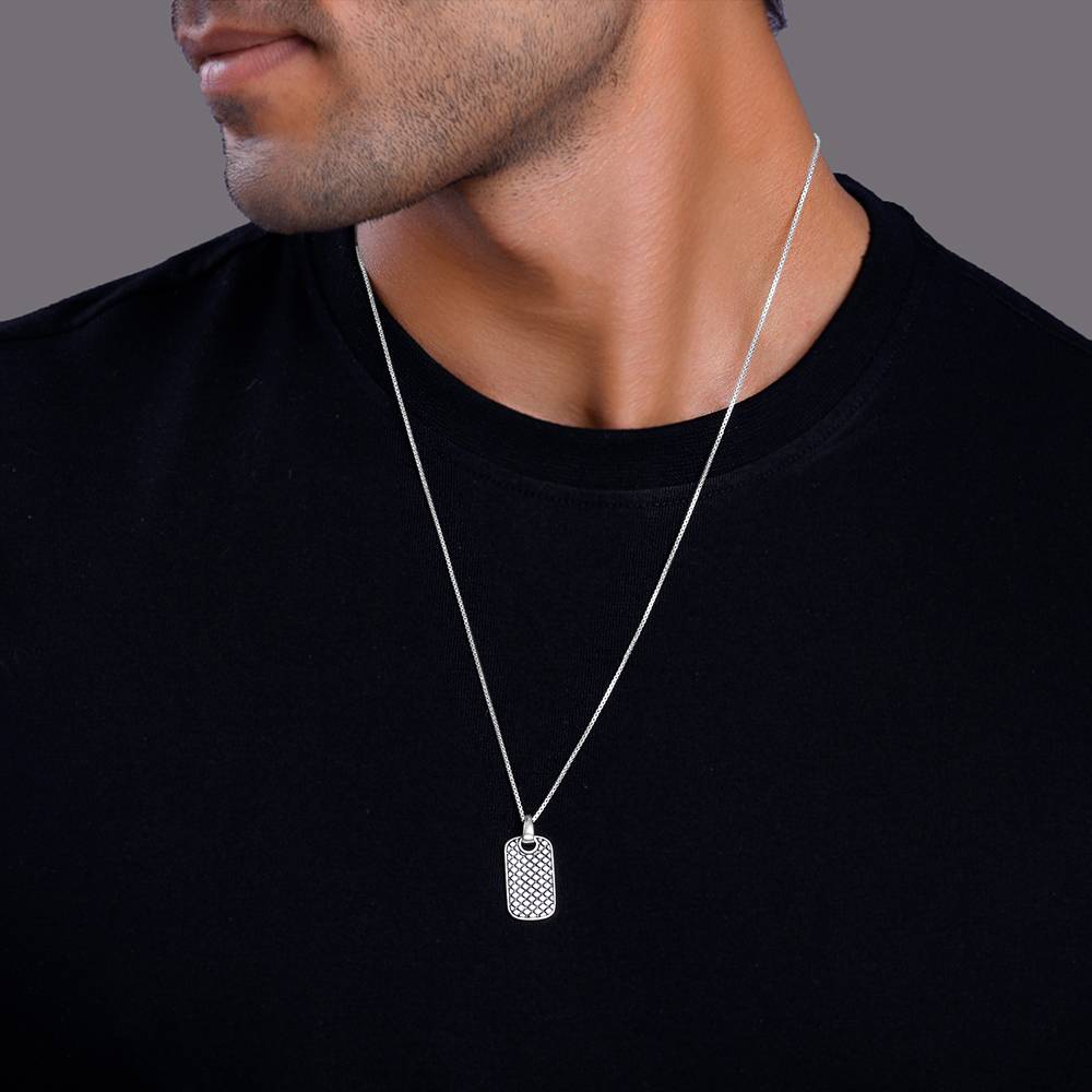 925 Silver Oxidised Silver Confident Pendant With Box Chain For Him : PD02736