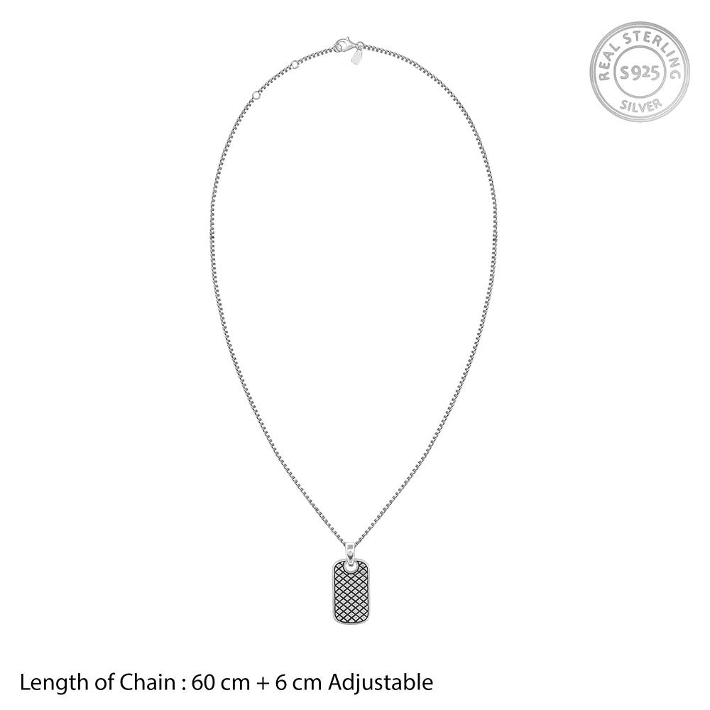 925 Silver Oxidised Silver Confident Pendant With Box Chain For Him : PD02736