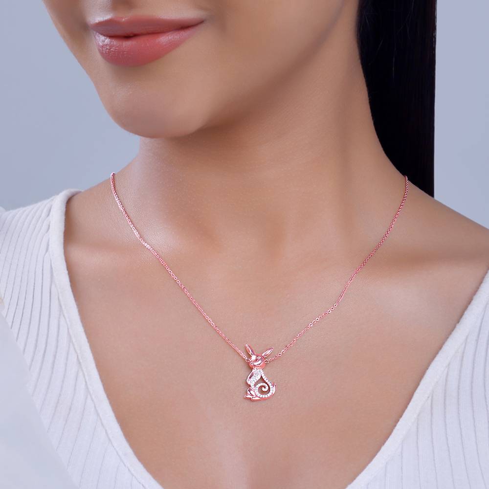 Giva 925 Silver Rose Gold Rabbit Pendant With Link Chain| Necklace