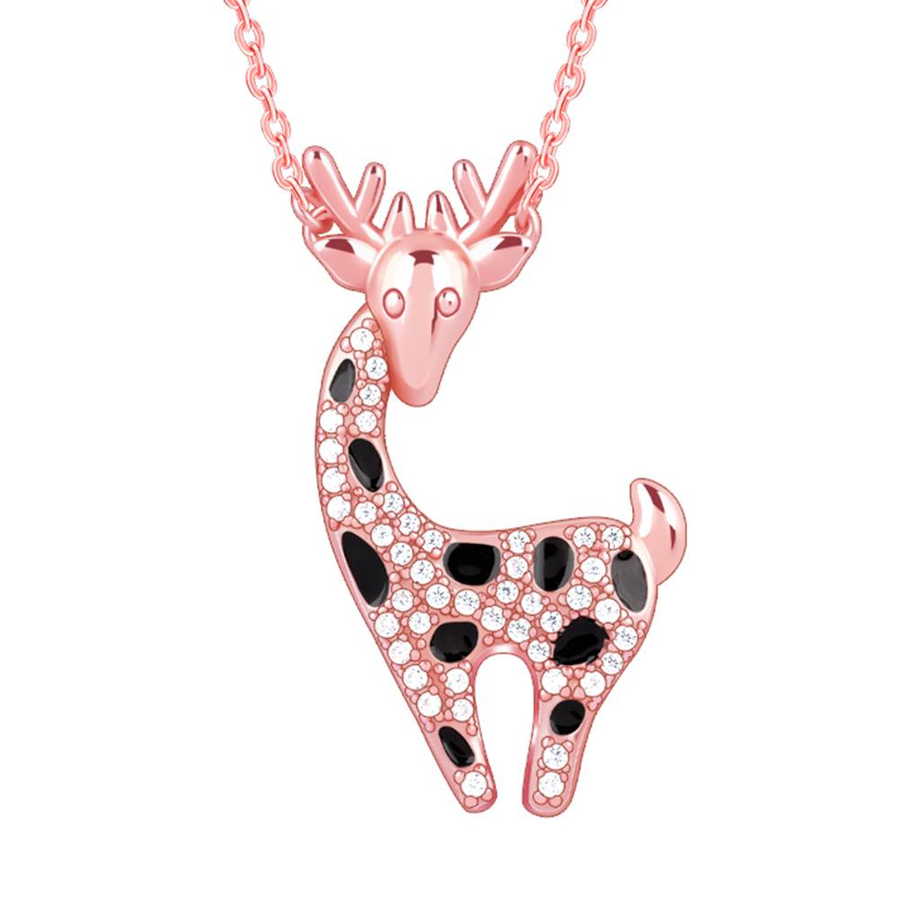 Giva 925 Silver Rose Gold Giraffe Pendant With Link Chain| Necklace To Gift Women & Girls | With Certificate Of Auth : PD02742