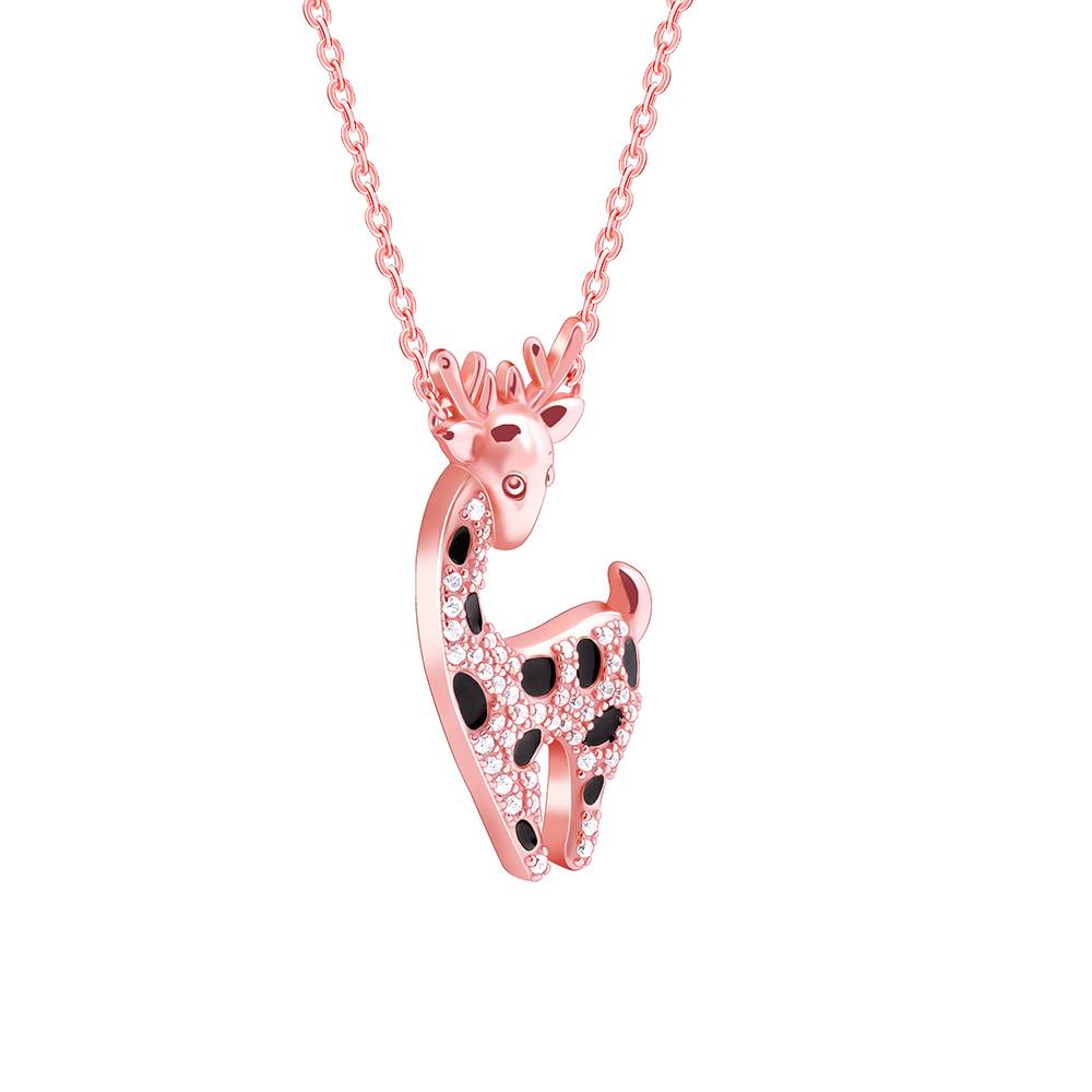 Giva 925 Silver Rose Gold Giraffe Pendant With Link Chain| Necklace To Gift Women & Girls | With Certificate Of Auth : PD02742
