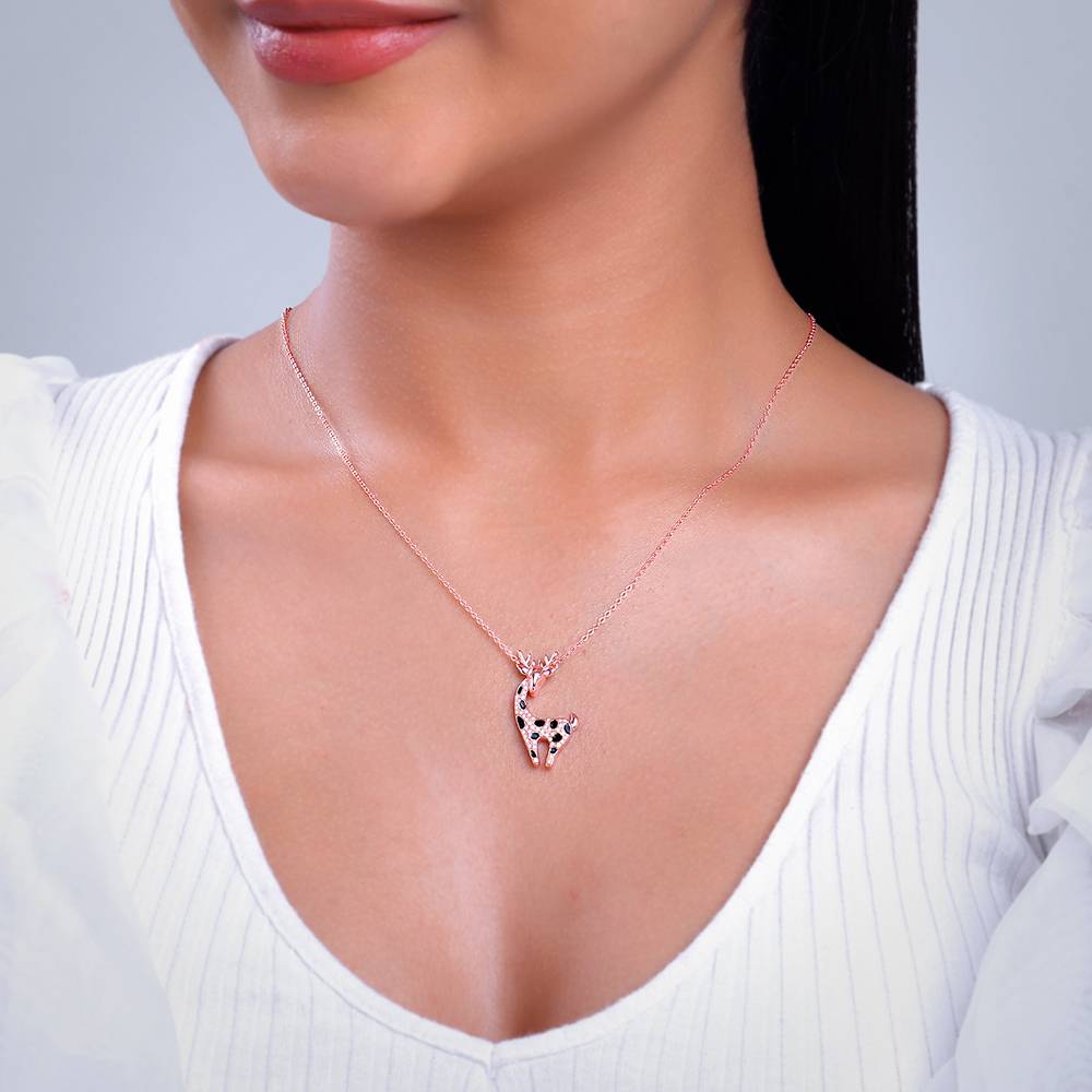 Giva 925 Silver Rose Gold Giraffe Pendant With Link Chain| Necklace To Gift Women & Girls | With Certificate Of Auth : PD02742