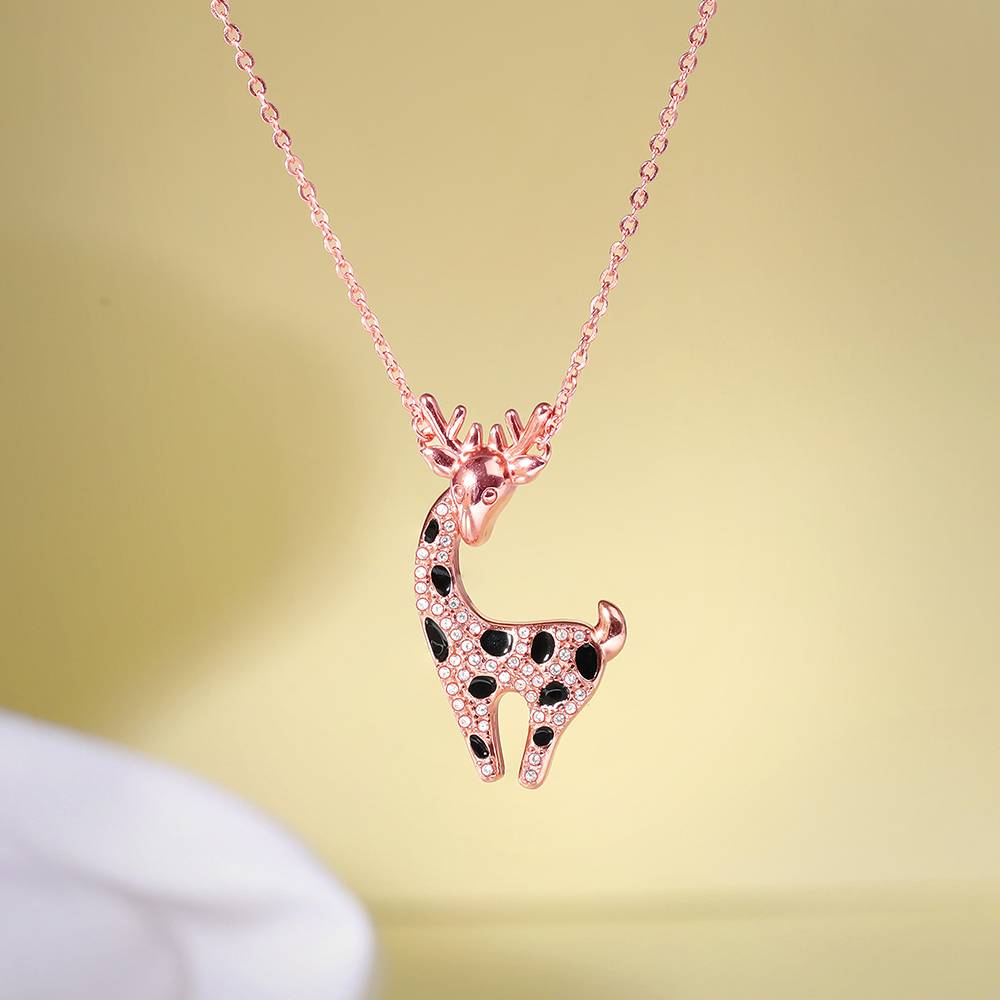 Giva 925 Silver Rose Gold Giraffe Pendant With Link Chain| Necklace To Gift Women & Girls | With Certificate Of Auth : PD02742