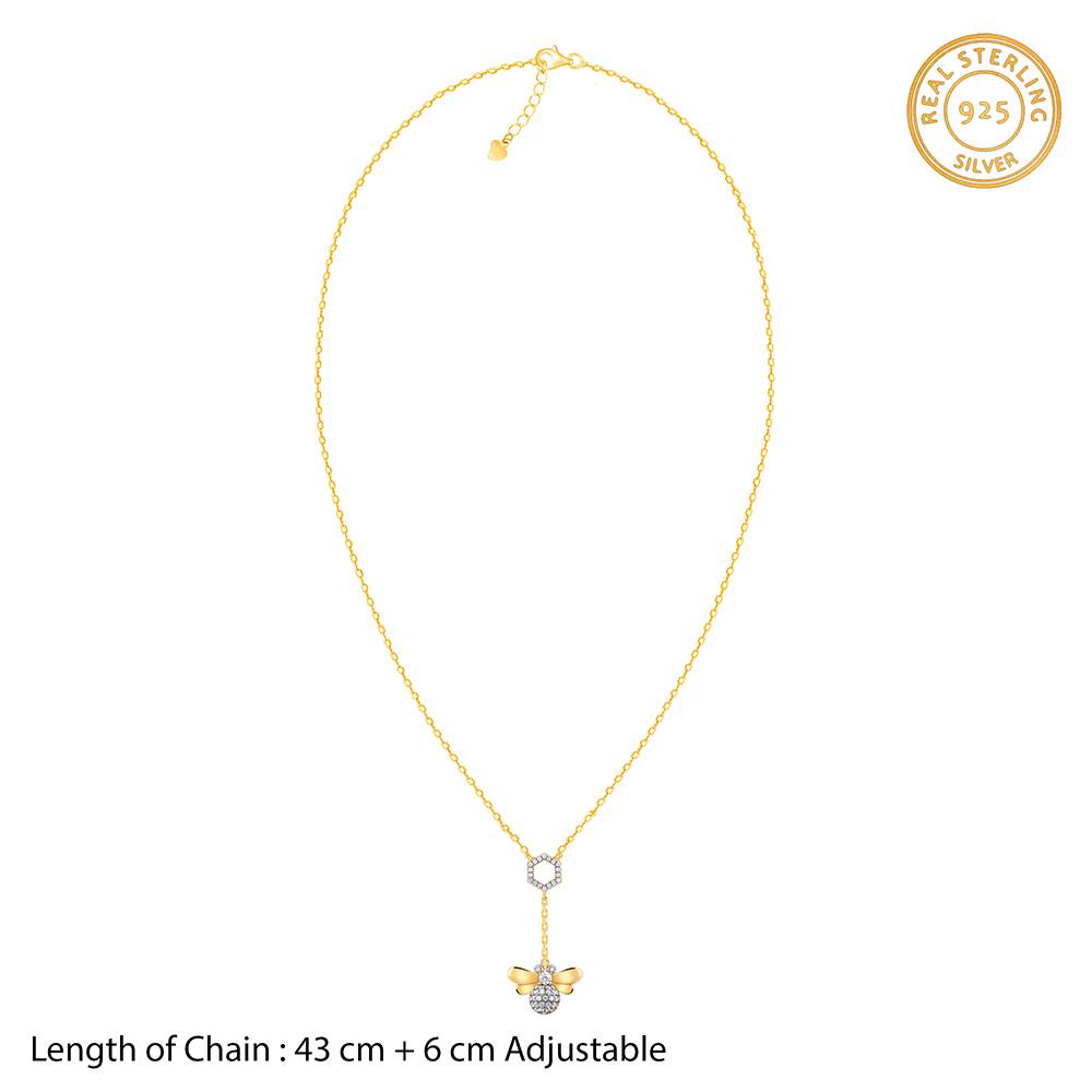 Giva 925 Silver Golden Queen Bee Lariat Necklace| Necklace To Gift Women & Girls | With Certificate Of Authenticity  : PD02743