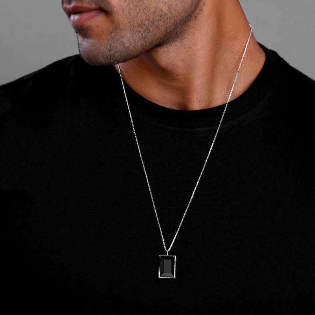 Giva 925 Silver Black Rhodium Alpha Ego Pendant With Box Chain For Him| Necklace To Gift Women & Girls | With Certif : PD02747