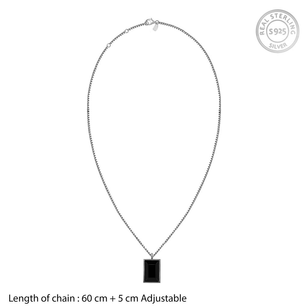 Giva 925 Silver Black Rhodium Alpha Ego Pendant With Box Chain For Him| Necklace To Gift Women & Girls | With Certif : PD02747