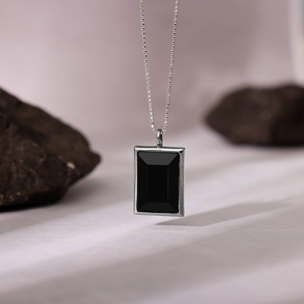 Giva 925 Silver Black Rhodium Alpha Ego Pendant With Box Chain For Him| Necklace To Gift Women & Girls | With Certif : PD02747