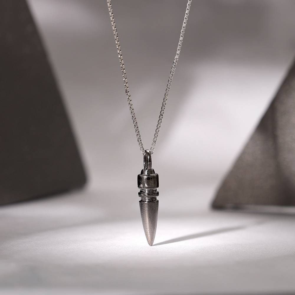 Giva 925 Silver Black Rhodium Bullet Pendant With Box Chain For