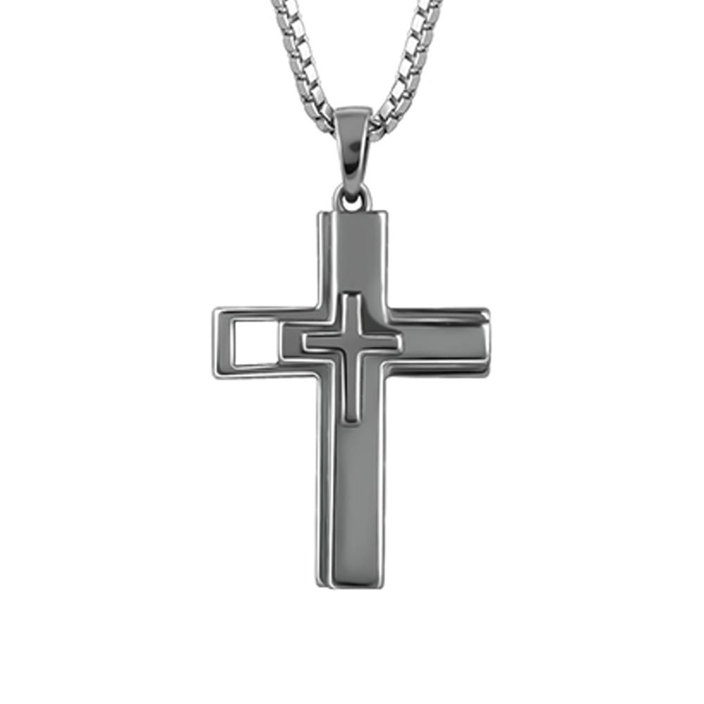 Giva 925 Silver Black Rhodium Holy Christ Pendant With Box Chain For Him| Necklace To Gift Women & Girls | With Cert : PD02752