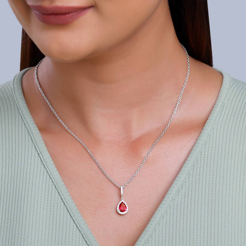 Giva 925 Silver Ruby Red Darling Teardrop Pendant With Link Chain| Necklace To Gift Women & Girls | With Certificate : PD02773