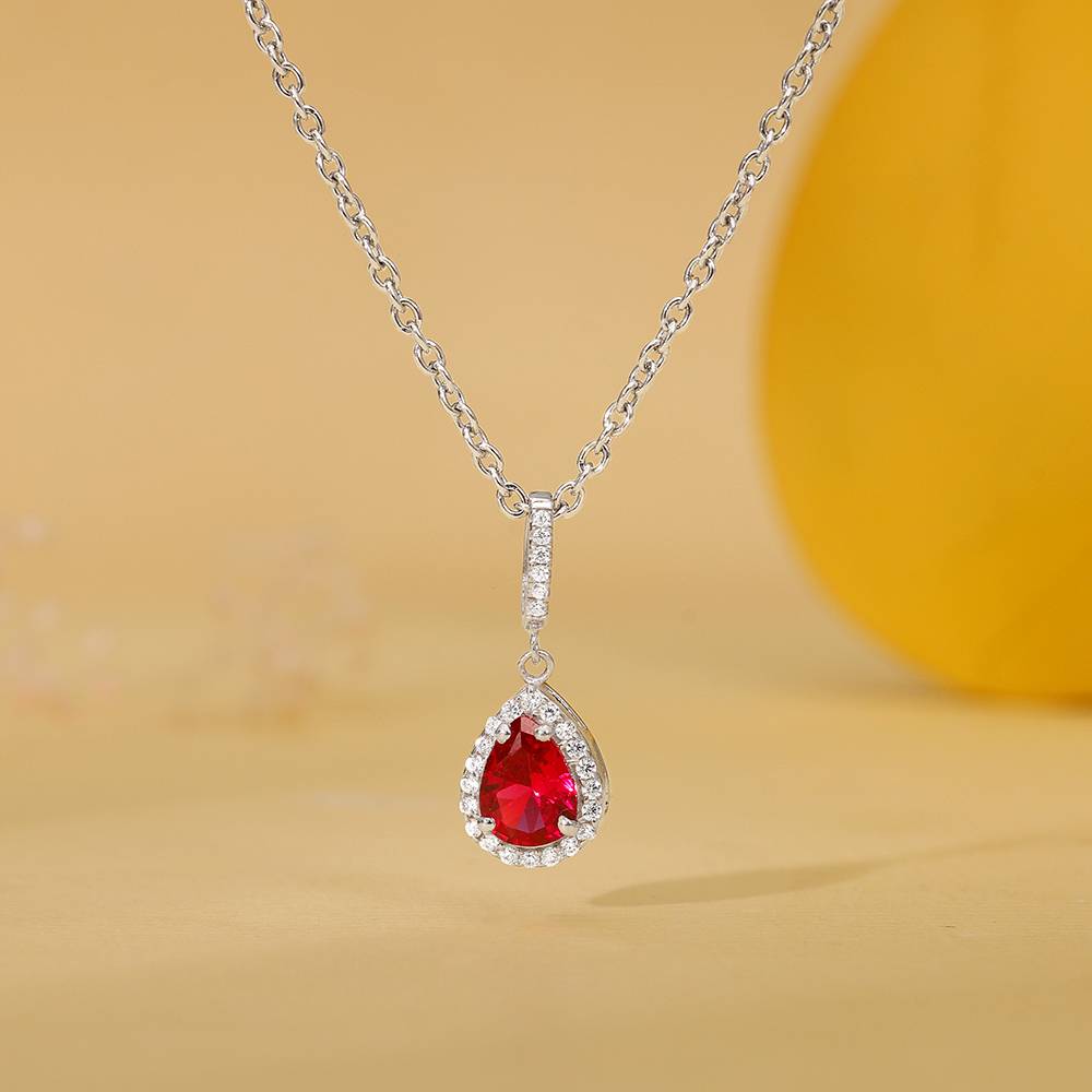 Giva 925 Silver Ruby Red Darling Teardrop Pendant With Link Chain| Necklace To Gift Women & Girls | With Certificate : PD02773