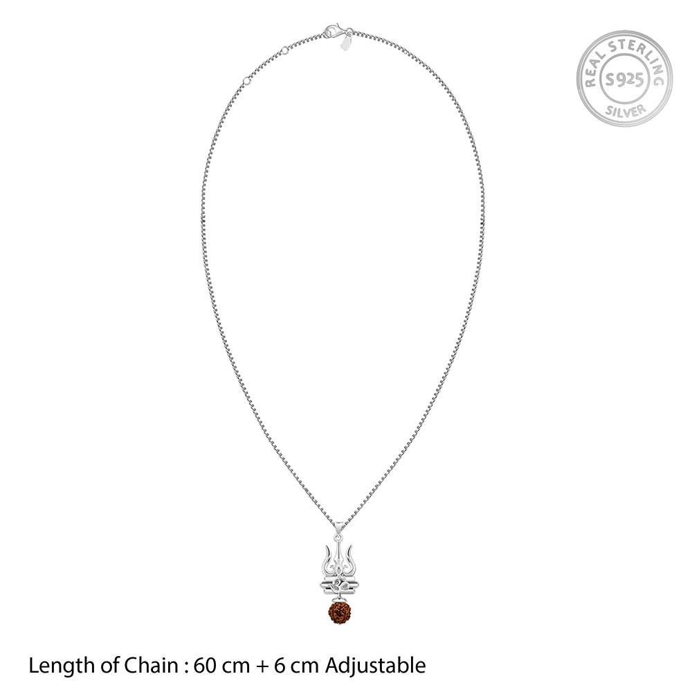 925 Silver Trishakti Pendant With Box Chain For Him : PD02783