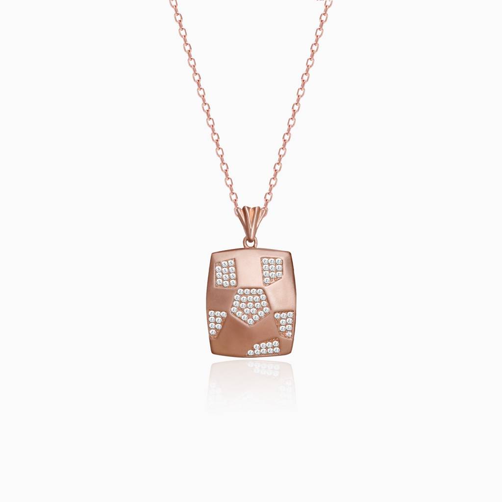 Giva 925 Sterling Silver Matte Rose Gold Geometric Rectangle Pendant| Necklace To Gift Wom : PD0278