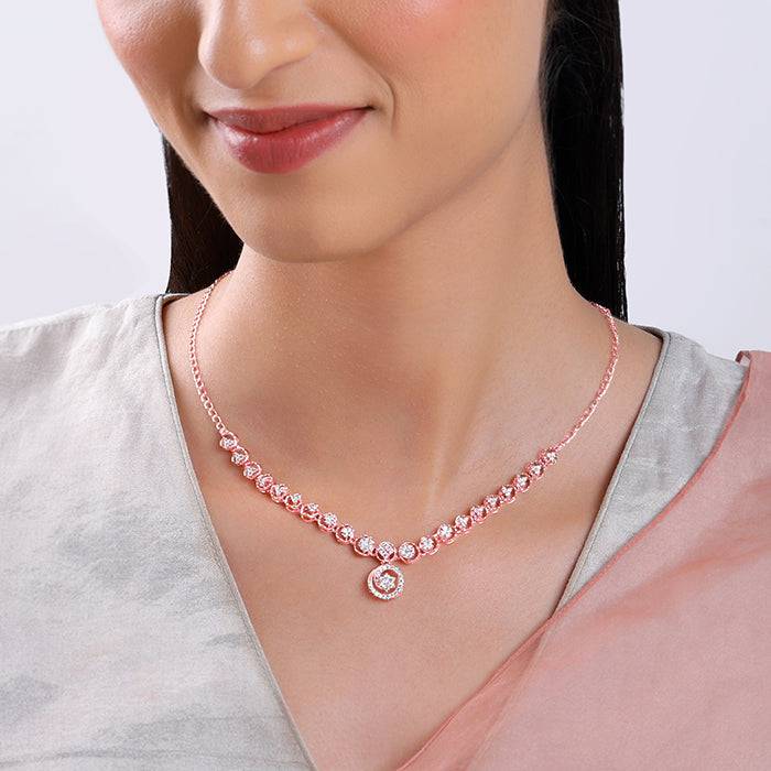 Giva 925 Silver Rose Gold Daisy Necklace : PD02790