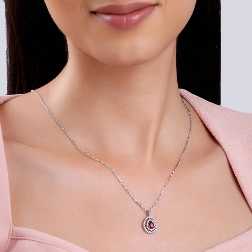925 Silver Beauty Drop Pendant With Link Chain : PD02796