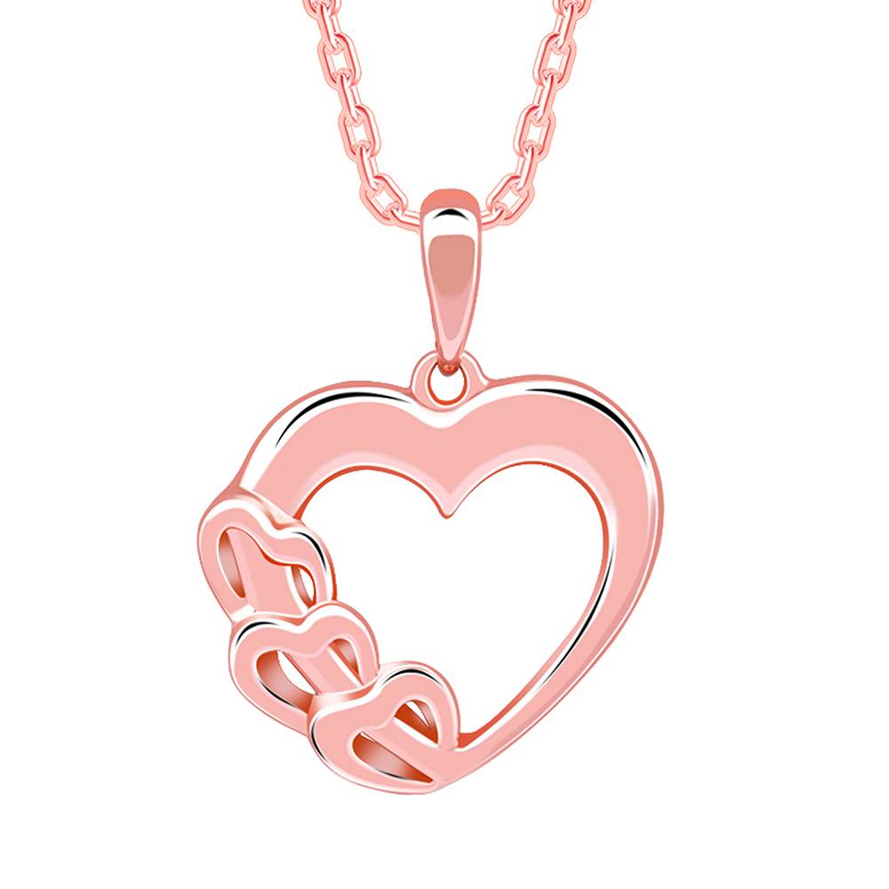 925 Silver Rose Gold All Hearts Pendant With Link Chain : PD02797