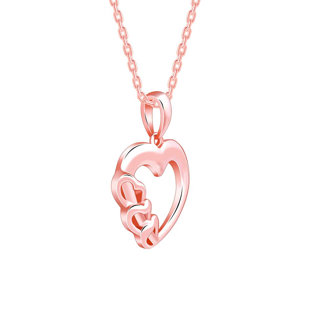 925 Silver Rose Gold All Hearts Pendant With Link Chain : PD02797