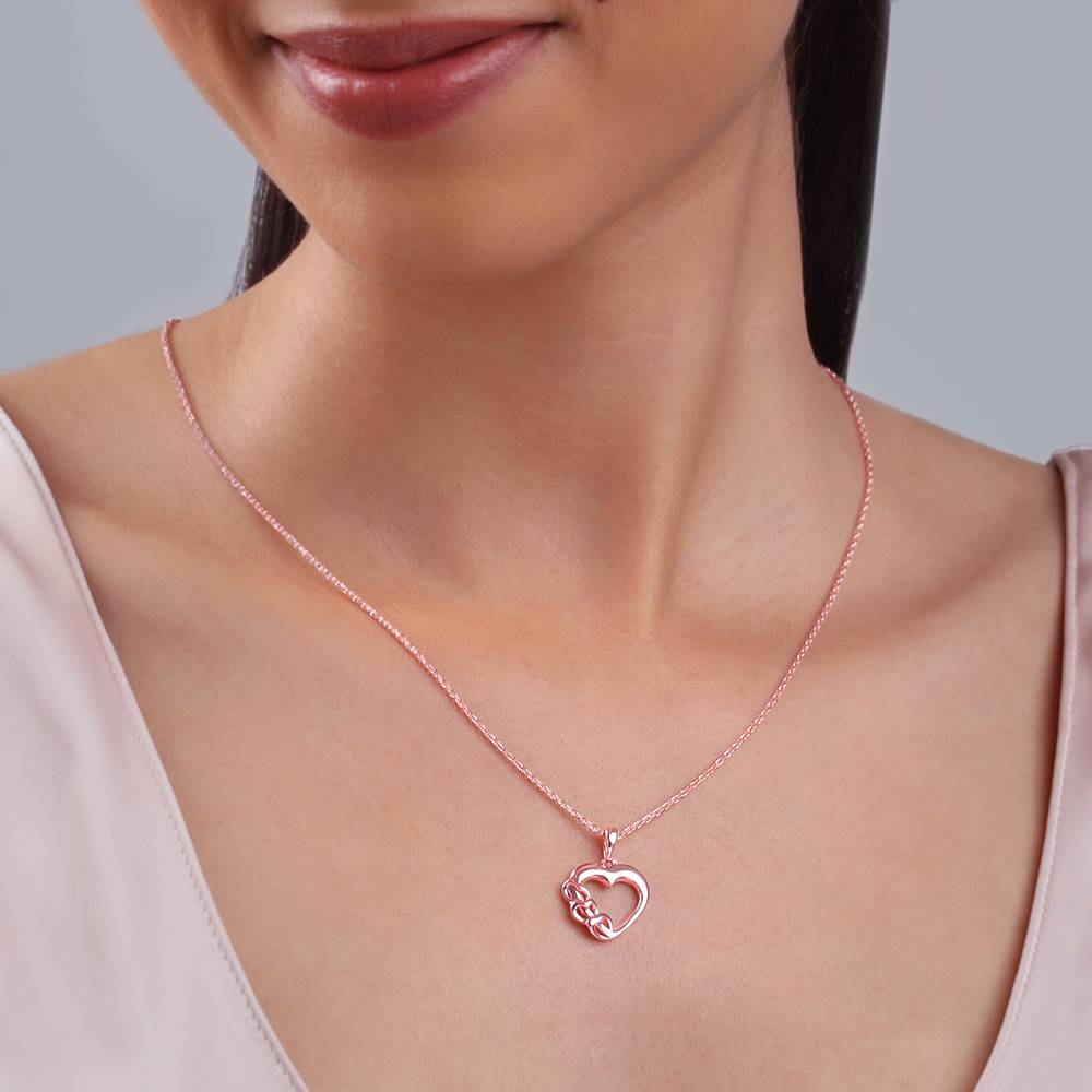 925 Silver Rose Gold All Hearts Pendant With Link Chain : PD02797