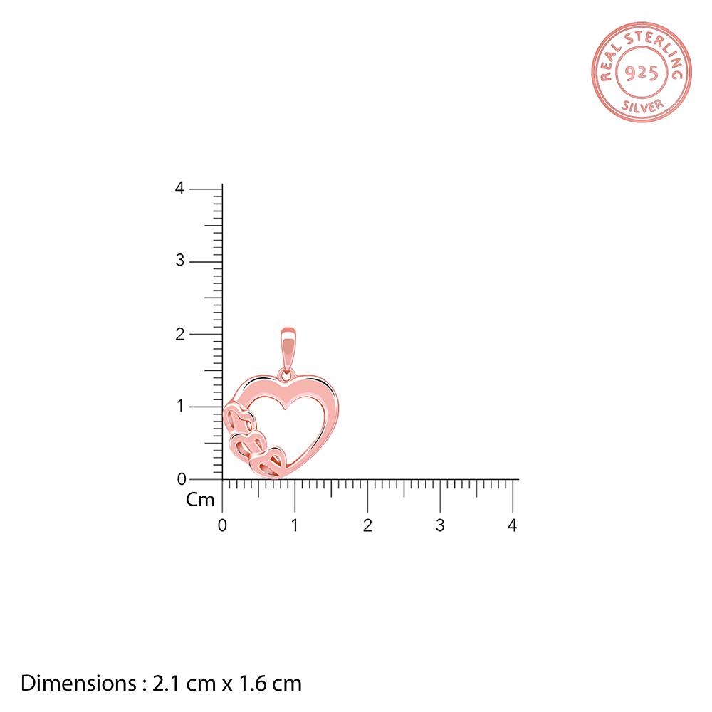 925 Silver Rose Gold All Hearts Pendant With Link Chain : PD02797