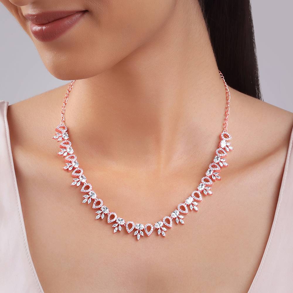 925 Silver Rose Gold Petalo Necklace : PD02800