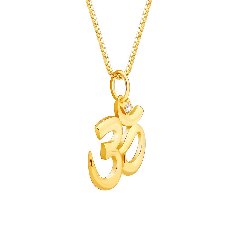 Giva 925 Silver Golden Classic Om Pendant With Box Chain For Him Warranty : PD02802
