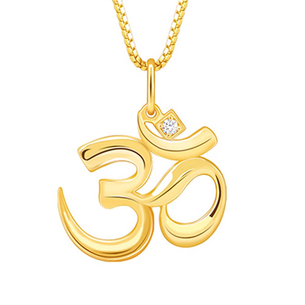 Giva 925 Silver Golden Classic Om Pendant With Box Chain For Him Warranty : PD02802