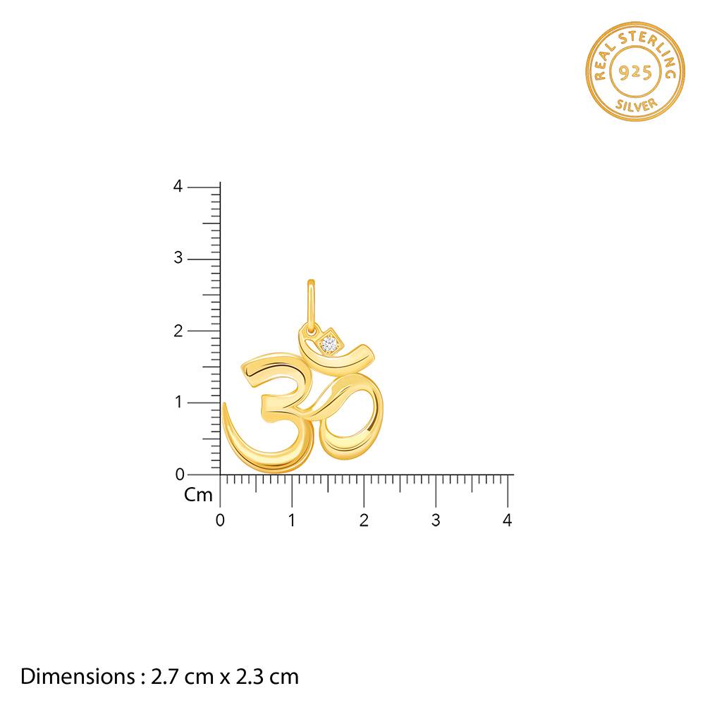 Giva 925 Silver Golden Classic Om Pendant With Box Chain For Him Warranty : PD02802