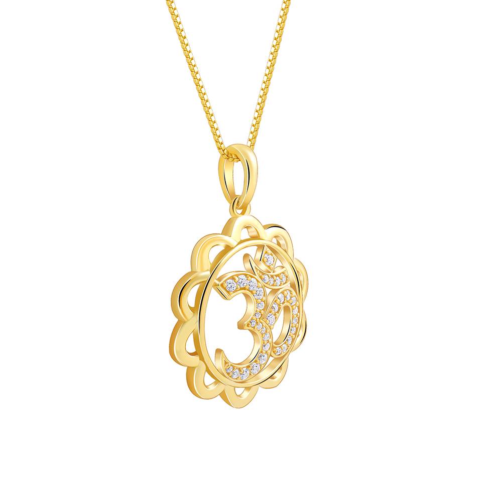 Giva 925 Silver Golden Om Pendant With Box Chain For Him Warranty : PD02804