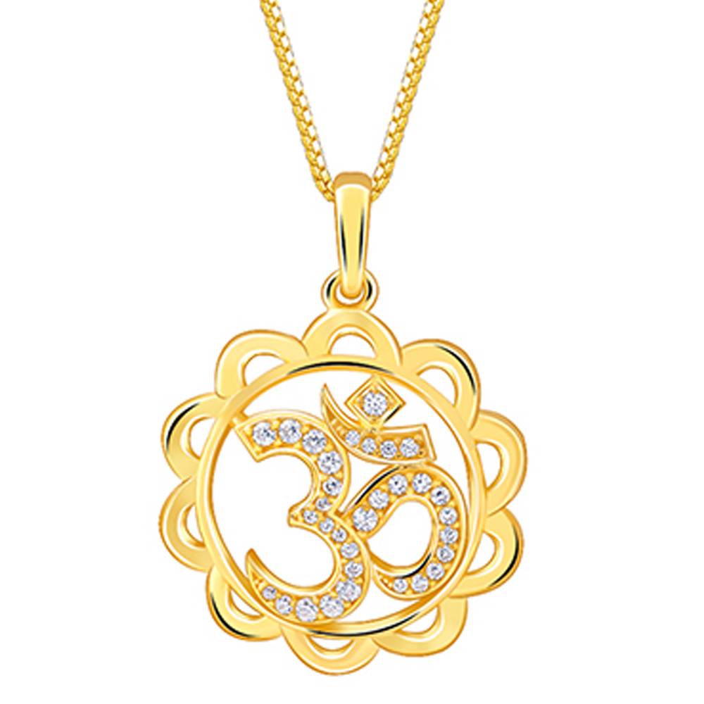 Giva 925 Silver Golden Om Pendant With Box Chain For Him Warranty : PD02804