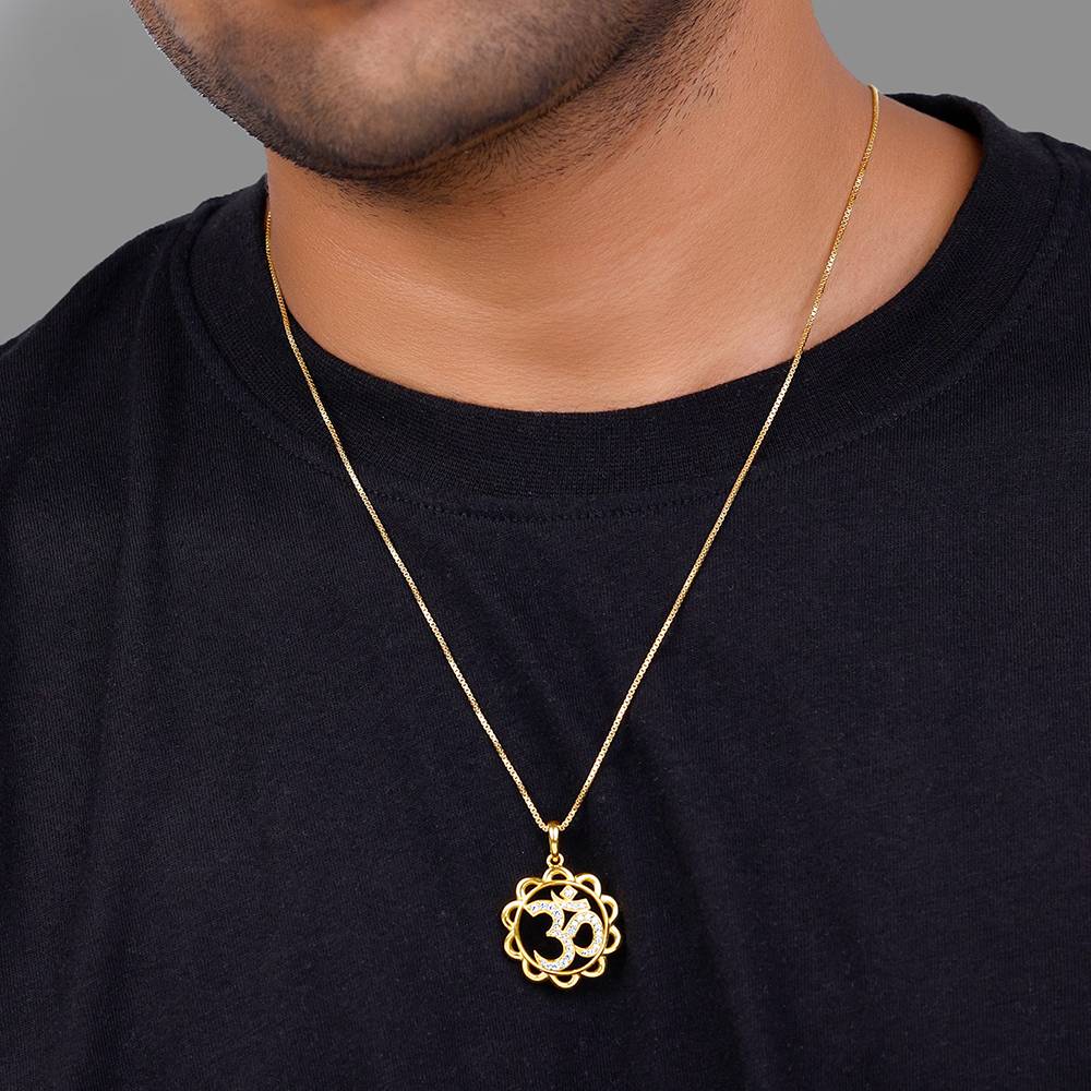 Giva 925 Silver Golden Om Pendant With Box Chain For Him Warranty : PD02804